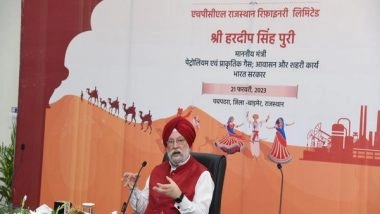 Business News | HPCL Rajasthan Refinery Project Will Be Fully Functional by 2024: Petroleum Minister