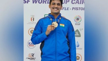 Sports News | ISSF World Cup: Rudrankksh Patil Clinches Gold in Men's 10 M Air Rifle Event