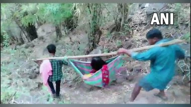 India News | Andhra Pradesh: Woman Gives Birth at Home, Taken to Hospital on Makeshift Palanquin in Hilly Area