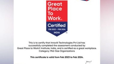 Business News | Innoviti Technologies is Certified Great Place to Work Again