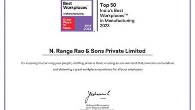 Business News | NRRS, Makers of Cycle Pure Agarbathi, Ranked Among Top 50 Great Places to Work