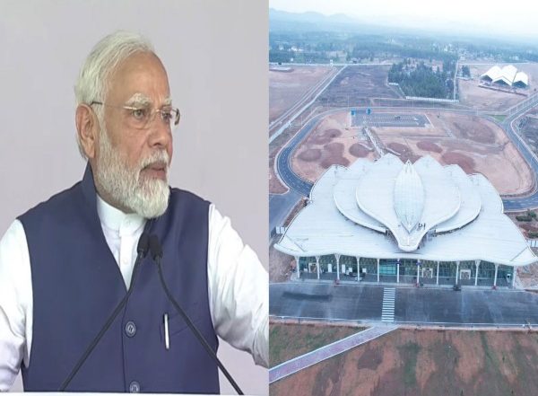 PM Narendra Modi Inaugurates New Airport and Development Projects in Shivamogga, Says ‘Hawai Chappal-Wearing Common Citizens Should Be Able To Travel in Hawai Jahaj’