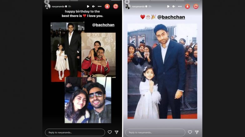 Abhishek Bachchan Turns 47: Actor’s Niece Navya Naveli Nanda Shares the Cutest Throwback Pictures To Wish Him on His Birthday!