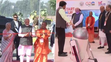 UP Global Investors Summit 2023: PM Narendra Modi Inaugurates GIS in Presence of Uttar Pradesh CM Yogi Adityanath (See Pics and Video)