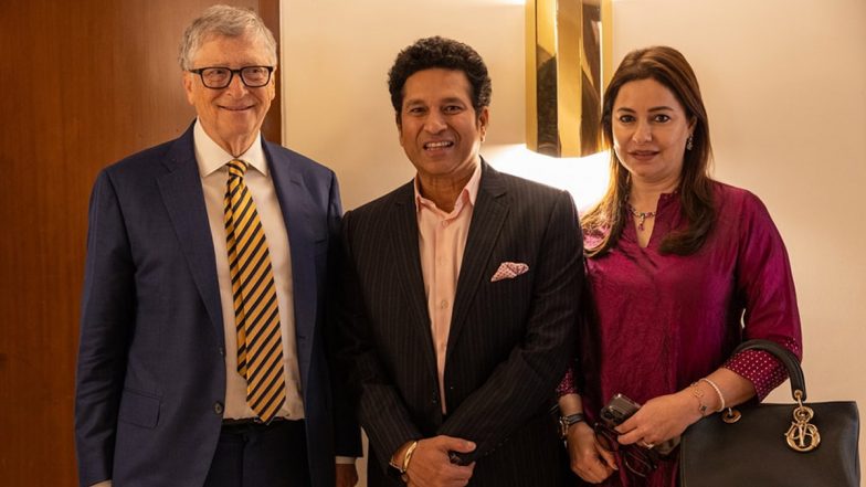 Sachin Tendulkar and Wife Anjali Meet Bill Gates, Master Blaster Says ‘Sharing Ideas Is A Powerful Way To Solve the World’s Challenges’