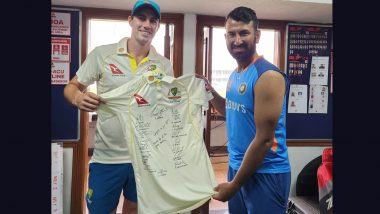 Cheteshwar Pujara Gifted Signed Team Jersey By Australian Captain Pat Cummins For Completing 100 Tests