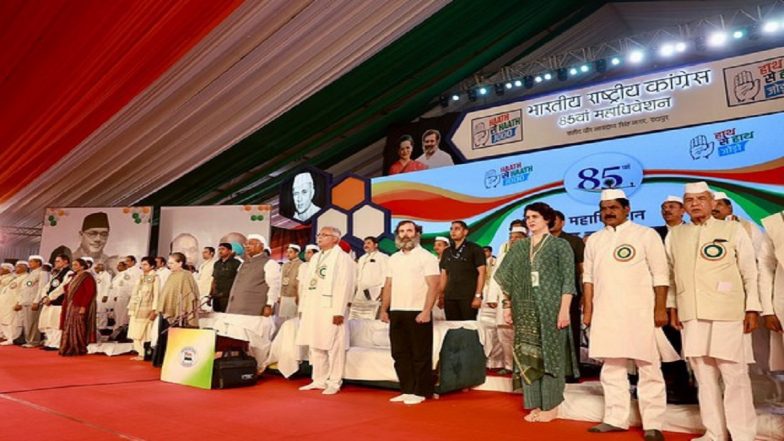 Congress Pitches for 'United Opposition', Alliances for 2024 Lok Sabha Elections in Political Resolution at Plenary Session; Promises Law Against Hate Crimes