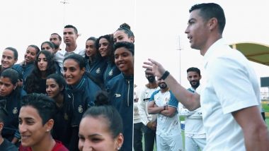 Cristiano Ronaldo Meets Al-Nassr Women's Football Team, Wishes Them Good Luck for Remaining Games (Watch Video)