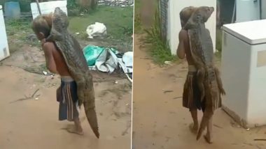 Viral Video: Boy Carries Baby Crocodile on His Back, Leaves Netizens Stunned