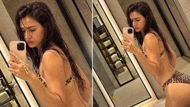 Disha Patani Puts Her Sexy Curves on Display in Animal Print Bikini in New Bathroom Selfie (View Pic)