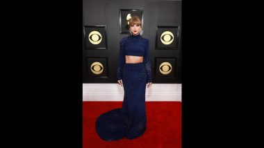 Grammys 2023: Taylor Swift Is the Epitome of Beauty in a Dazzling Midnight Blue Ensemble (Watch Video)