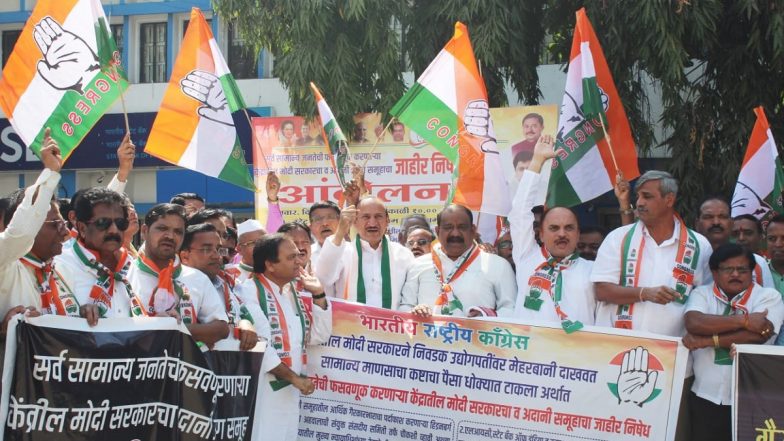 Hindenburg-Adani Group Row: Congress Protests in Maharashtra, Seeks Probe Into LIC-SBI’s Adani Group Investments