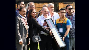 German Chancellor Olaf Scholz Interacts With RCB Cricketers On His Visit to the M Chinnaswamy Stadium in Bengaluru