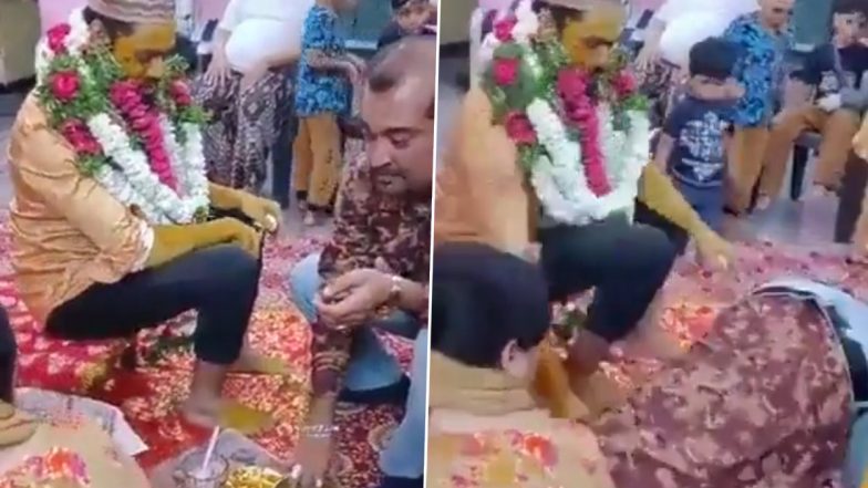 Hyderabad: Man Collapses on Floor After Cardiac Arrest During Haldi Ceremony in Kala Pattar, Dies (Watch Video)