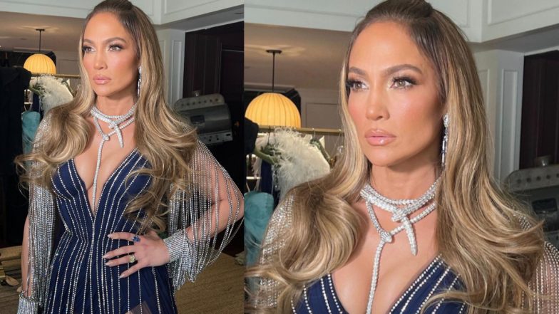 Grammys 2023: Jennifer Lopez Shines in Plunging Neckline Dress With Statement Neckpiece for the Red Carpet (View Pic)