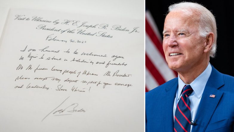 US President Joe Biden Shares Picture of Signing Visitor's  Book in Ukraine, Says 'Kyiv Has Captured a Part of My Heart'