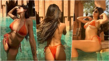 Mia Khalifa Goes Topless in Tangerine String Bikini, Hot Pics of OnlyFans Model Break the Internet!