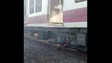 Mumbai Local Train Wheel Catches Fire Near Asangaon Railway Station; Passengers Jump Out of Coach (Watch Video)