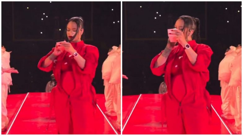 Clip of Rihanna Adjusting Her Makeup in the Middle of Her Super Bowl Halftime Performance Goes Viral (Watch Video)