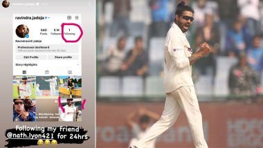 Ravindra Jadeja Follows Nathan Lyon on Instagram After Australia Spinner's 'Request' During IND vs AUS 2nd Test 2023