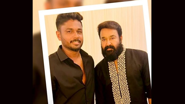 Sanju Samson Catches Up With Malayalam Star Mohanlal; Indian Cricketer Twinning With Legendary Actor in Black! (See Viral Pic)