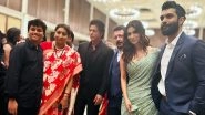 Shah Rukh Khan Looks Dapper in Black Suit at Smriti Irani's Daughter's Wedding Reception (View Pics)