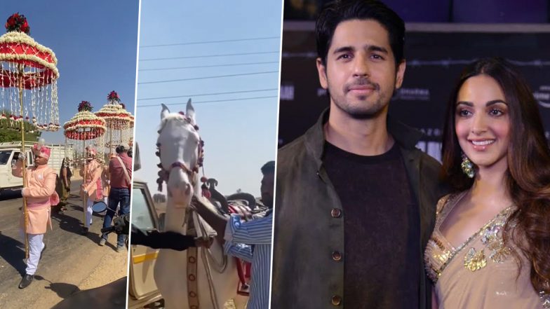 Sidharth Malhotra-Kiara Advani Wedding: Baraat and White Ghodi Ready for the D-day in Jaisalmer (Watch Videos)