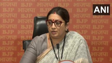 Smriti Irani Lashes Out at Billionaire Investor George Soros at BJP Press Conference, Says He Is ‘Targeting’ Indian Democratic System (Watch Video)