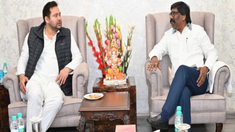 RJD and JMM Will Contest 2024 Lok Sabha Elections Together, Says Tejashwi Yadav After Meeting Jharkhand CM Hemant Soren