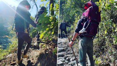 Virat Kohli Carries Daughter Vamika on His Shoulder as They Trek with Anushka Sharma in Rishikesh (View Pics)