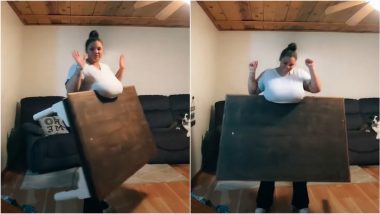 Breast-Taking! Women Use Breasts To Lift Everyday Objects Like Dumbbells and Table in Viral Social Media Trend! (Watch Video)