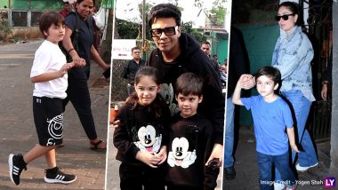 From AbRam to Taimur, Check Out Actors And Star Kids Who Arrived at Karan Johar’s Twins Yash-Roohi’s Birthday Bash (View Pics & Videos)