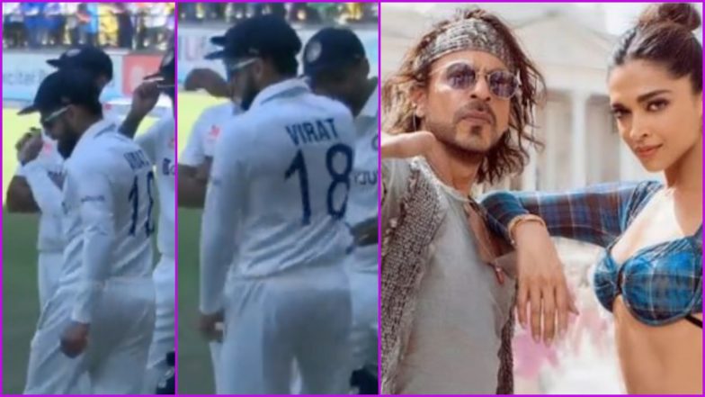 Virat Kohli Does 'Jhoome Jo Pathaan' Hook Step, Ravindra Jadeja Joins As Duo Try to Recreate Shah Rukh Khan-Deepika Padukone's Famous Dance Move (Watch Video)