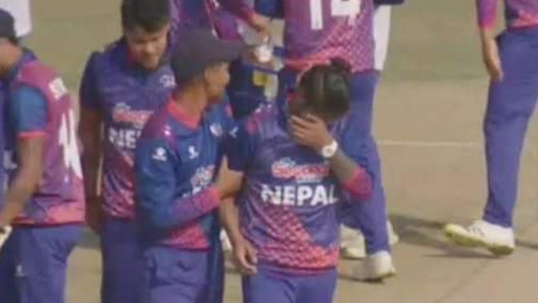 Rape-Accused Sandeep Lamichhane in Tears After Taking First Wicket in His Return to International Cricket Following Suspension, Takes Field in Nepal vs Namibia ODI (Watch Video)