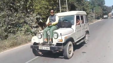 Video: Man Performing Stunt While Sitting on Bonnet of Marshal Car in Uttar Pradesh; Probe Ordered