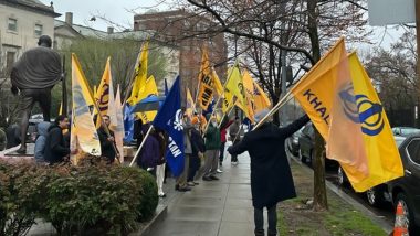 US: Pro-Khalistani Supporters Attack, Abuse DC-Based Indian Journalist Lalit Jha Outside Embassy in Washington (Watch Video)