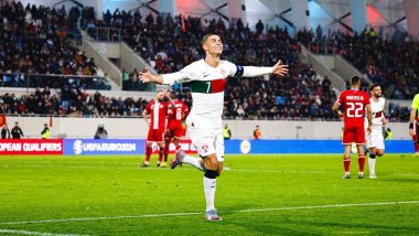 Cristiano Ronaldo Reacts After Scoring a Brace in Portugal’s 6–0 Victory Over Luxembourg in UEFA Euro 2024 Qualifiers (See Post)