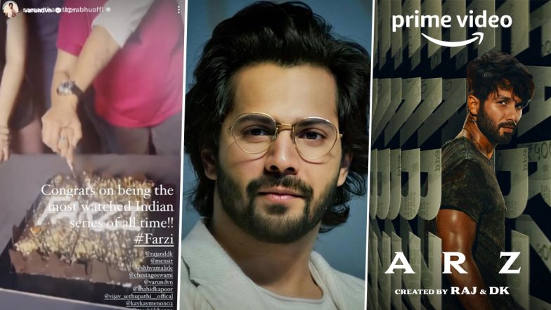 Varun Dhawan, Raj and DK Celebrate Shahid Kapoor's Farzi Success on Citadel Sets (View Pic)