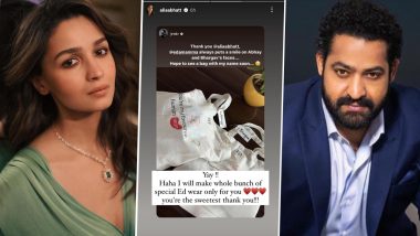 Jr NTR Kids Receive Beautiful Outfits from Alia Bhatt, Actress Reacts with a Cute Reply (View Pic)