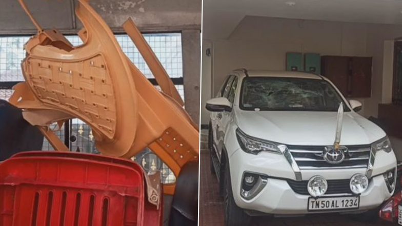 Tamil Nadu: DMK MP Tiruchi Siva’s House and Car Vandalised in Aftermath of Waving Black Flags To Minister KN Nehru (See Pics)