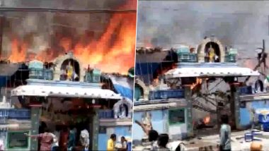 Ram Navami 2023 Celebrations: Huge Fire Erupts At Duva Village Temple in Andhra Pradesh's West Godavari (Watch Video)