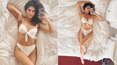 Elnaaz Norouzi Sports Sexy White Bikini with a Bow, Shares Photos Taken from Ceiling Mirror in Her Bedroom