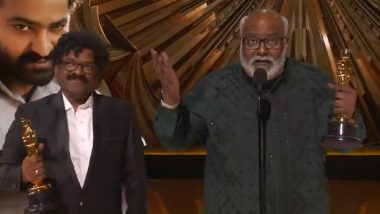 Oscars 2023: MM Keeravani Amazes Audience As He Sings His Speech to Tune of ‘Top of the World’ by The Carpenters During Acceptance Speech (Watch Video)