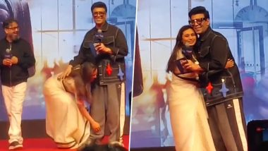 Mrs Chatterjee vs Norway: Rani Mukerji Touching Karan Johar’s Feet at the Press Event Speaks Volumes of Their Long Running Friendship! (Watch Videos)