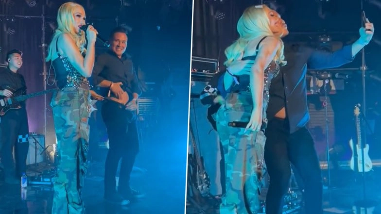 Gwen Stefani Peaks Into a Fans' Pants to Check Out His Tattoo at Spotify Event in West Hollywood (Watch Video)
