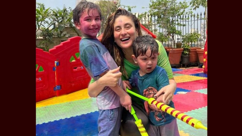 Kareena Kapoor Khan Celebrates Holi With Kids Jeh and Taimur on Terrace, but Misses Hubby Saif Ali Khan! (View Pics) - Vimarsana News
