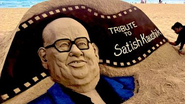 Satish Kaushik Sand Art: Sudarsan Patnaik Pays Tribute to Legendary Indian Actor-Director With a Massive Sand Sculpture (View Pic)