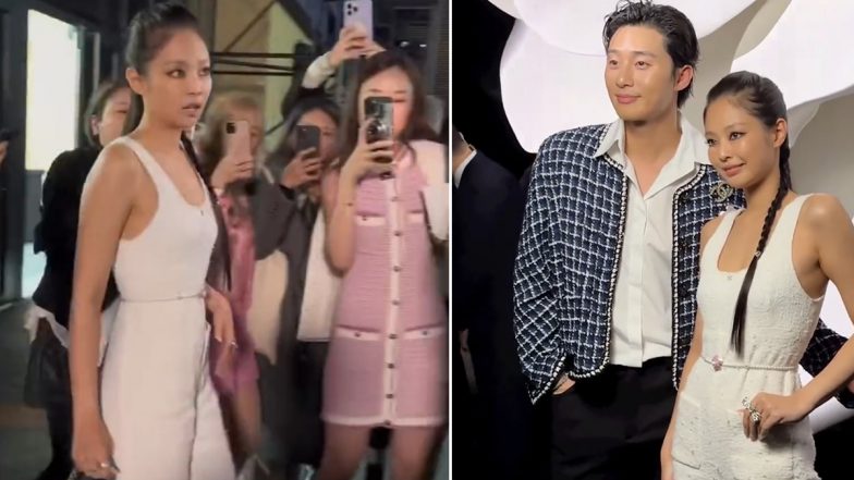 Jennie Arrives in Stunning White Jumpsuit, BLACKPINK Member Takes Photos With Park Seo Joon at Chanel Fall-Winter Show in Paris (View Pic and Video)