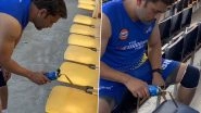 &lsquo;Definitely Looking Yellove&rsquo; CSK Captain MS Dhoni Paints Chepauk Stadium in Yellow Ahead of IPL 2023 (Watch Video)