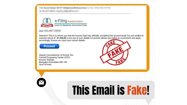 Income Tax Department Providing Refund of 41,104 to Taxpayers? PIB Fact Checks Fake E-Mail